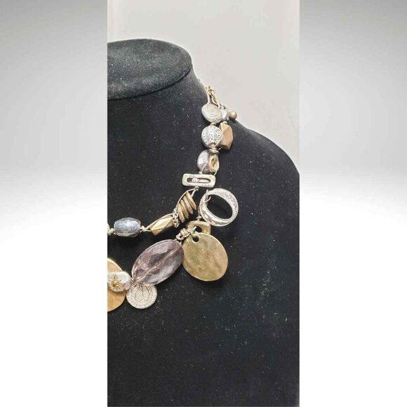 Vintage Chico's Jewelry Mixed Bead & Charm Necklace 2 Strand Adjustable - Picture 5 of 16